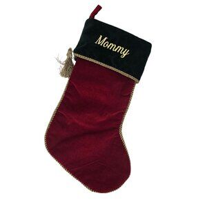 Personalized Velvet Christmas Stocking With Tassel "Mommy" Embroidery